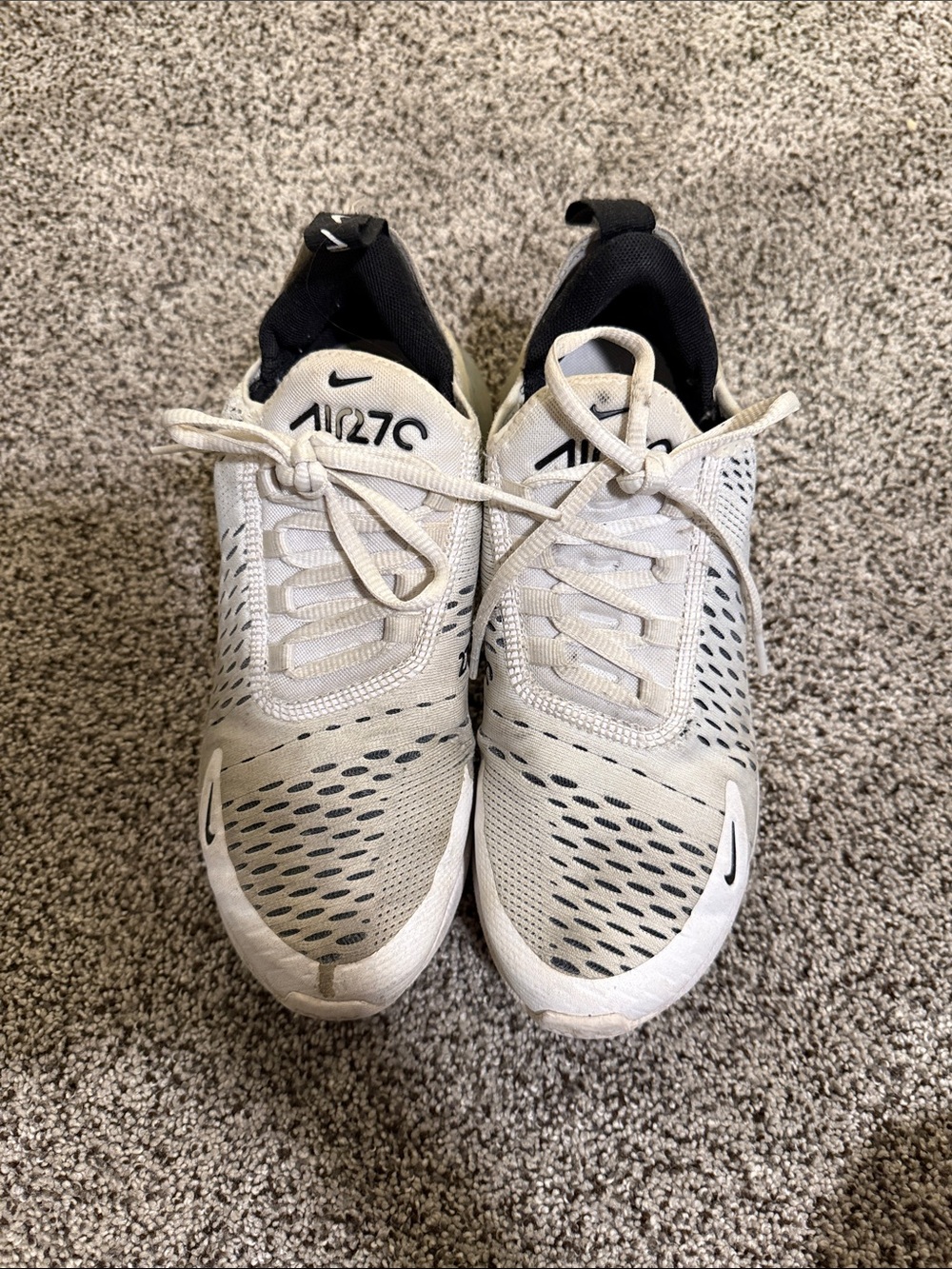 Nike White and Black Air270 Lightweight Running Sneakers